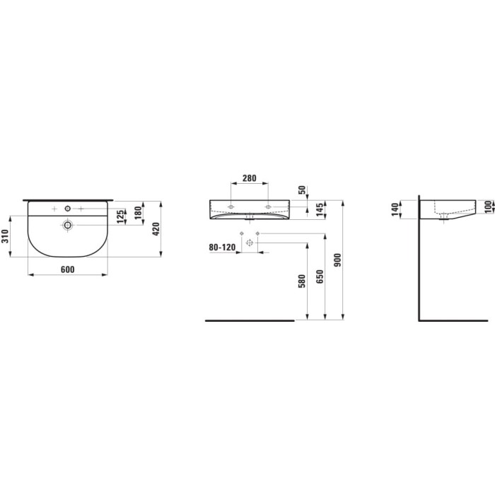 Praustuvas-dubuo LAUFEN Sonaras 600x420 mm, H8103427571041