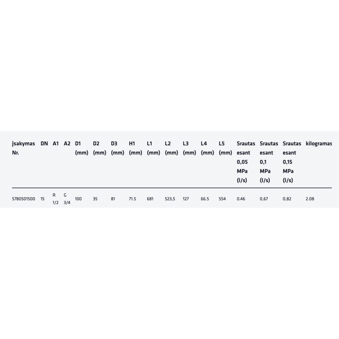Külmutamata väliskraan KEMPER Frosti XL seintele paksusega 150 / 530 mm 5780501500