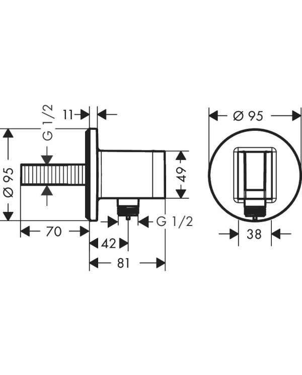 Ūdens ischwad priekšsienas dušai HANSGROHE FixFit S Round, 26888140