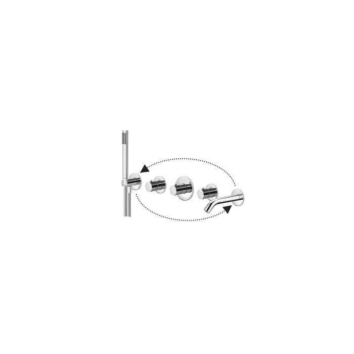 Pre-wall thermostatic bathroom faucet with manual shower from the sub-wall paffoni modular box, MDBOX001+MDE001NO