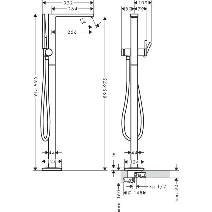 Смеситель для ванной комнаты HANSGROHE Tecturis E, 73445000