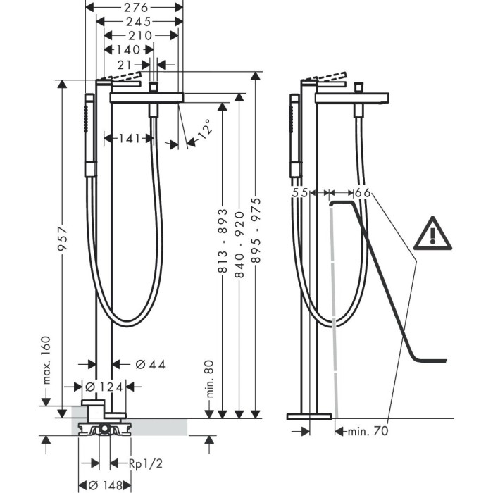 Grīdas vannas istabas jaucējkrāns HANSGROHE Finoris, 76445700