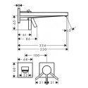 Pre-wall mixer for washbasin HANSGROHE Tecturis E 230 mm EcoSmart+, 73051670