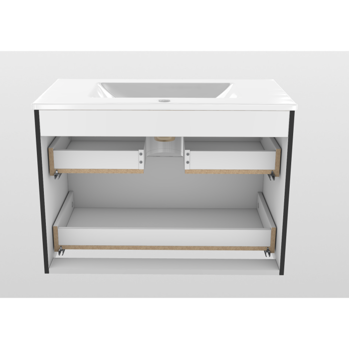 Hanging cabinet with washbasin EU 800 x 460 fingerprint protection, black-matte