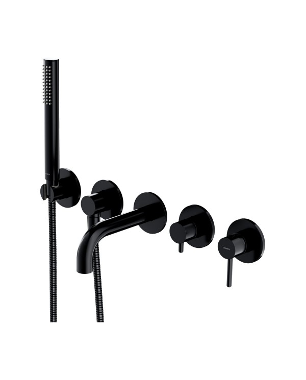 Priekšsienu 5-daļīgs vannas istabas jaucējkrānu komplekts OMNIRES Y, iztekas garums 17.5 cm, Y1237/1SBL