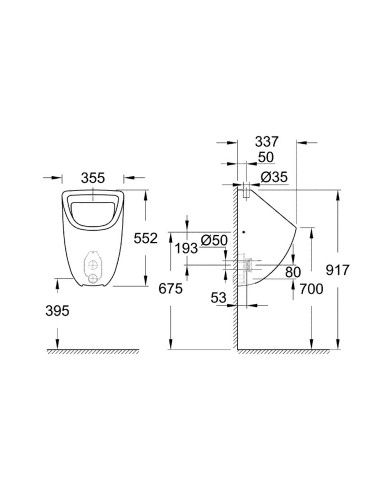 Urinal with external water inlet GROHE Bau Ceramic, 39439000