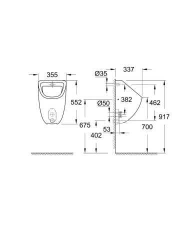 Pissuaar sisevee sisselaskeavaga GROHE Bau Ceramic, 39438000