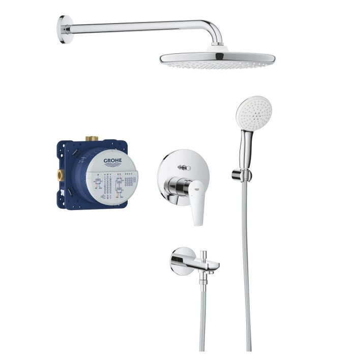 Комплекты преднастенных душевых систем с клювом для ванны grohe Bauedge Tempesta 250, 25291000