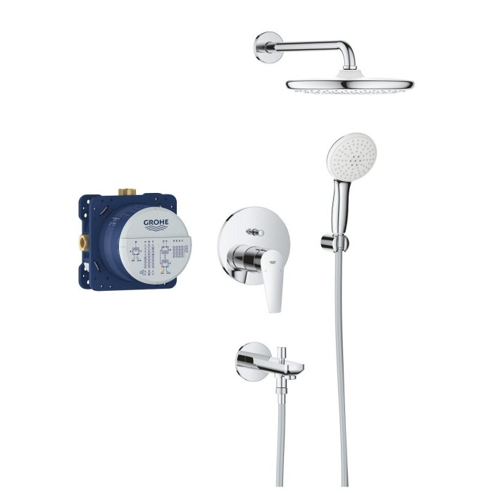 Комплекты преднастенных душевых систем с клювом для ванны grohe Bauedge Tempesta 250, 25291000