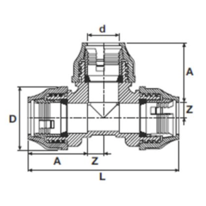 Plastmasas pievilkšanas tee PE caurulei PIMTAS 32 x 32 x 32, EX70001302