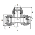Plastmasas necaurlaidīga tee PE caurulei PIMTAS 90 x 90 x 90, EX70001307