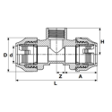 Plastic tightenable tee for PE pipe PIMTAS 40 x 1" middle x 40, EX70002309M