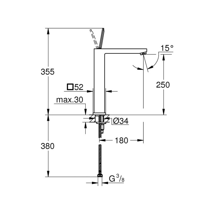 Maišytuvas praustuvui GROHE Eurocube Joy 250 mm, 23661000