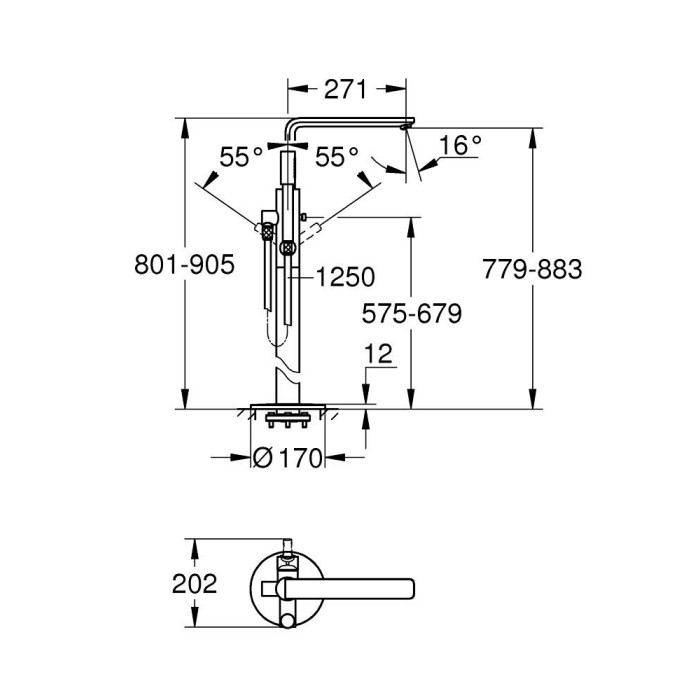 Underfloor bathroom faucet GROHE Lineare, 23792DC1