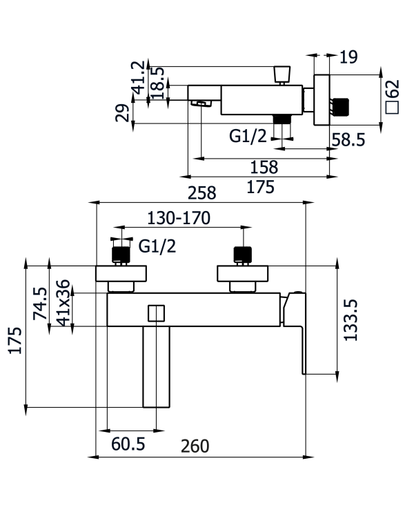 Комплект для ванны MARINER Quadra, QUA0020-NO
