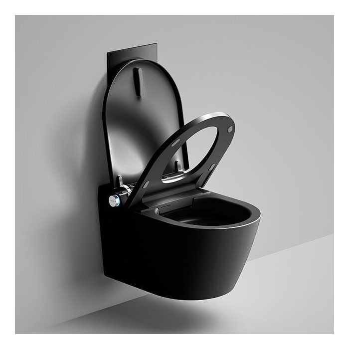 Suspended toilet with bidet function TECE (10 in 1) SET1 Rimless with seat and lid in a set with a pre-wall frame and button