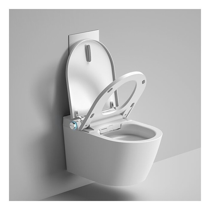 Pakabinamas vienetas su bidės funkcija TECE (10 in 1) SET2 Rimless su sėdyne ir dangų komplekte su potinkiniu rėmu ir mygtuku