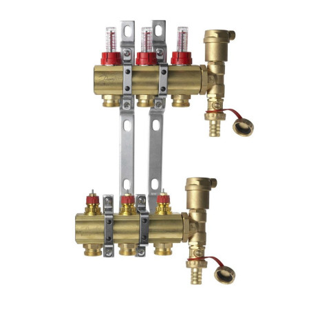 Adjustable underfloor heating collectors DANFOSS 3 rings with flow meters