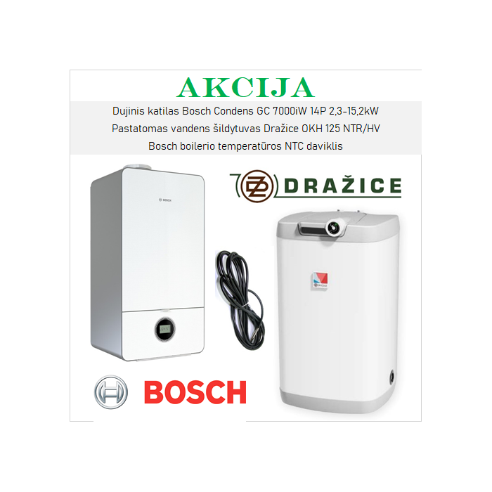 Akcijinis BOSCH 7000iW yra DRAŽICE šildymo įrangos komplektas, 7000iW14P + OKH125NTR/HV+ 7735502289
