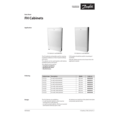 Kolektora skapis pirms sienas DANFOSS līdz 12 gredzeniem, pacelts