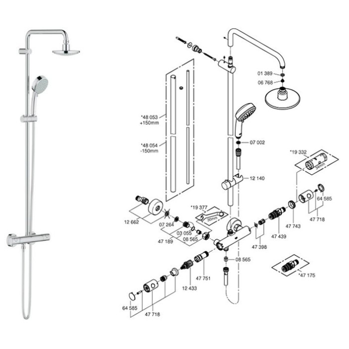 Комплекты пролетных строений Grohe New Tempesta Cosmopolitan