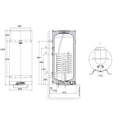 Combined high-speed vertical water heater DRAŽICE OKC 160 l per 1 m2