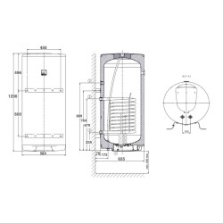 Kombinēts ātrgaitas vertikālais ūdens sildītājs DRAŽICE OKC 200 l uz 1 m2