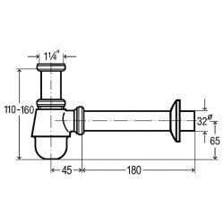 Sifoonbidee istuva klapivaba klapiga, kroomitud VIEGA, 1 1/4"" x 32 mm, 114619
