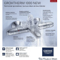 Jaucējkrāns vannai ar termostatu - duša GROHE Grohtherm 1000 Jaunums, 34155003