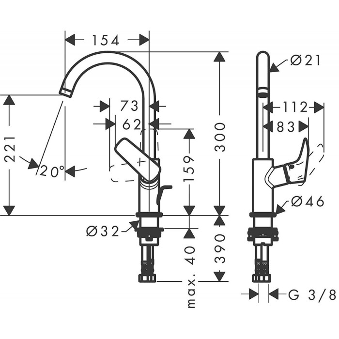 Köök (valamud) kraan HANSGROHE Logis 71130000
