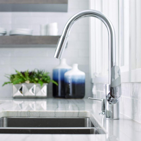Virtuves (izlietnes) jaucējkrāns ar ievelkamu knābi HANSGROHE Focus, 31815000