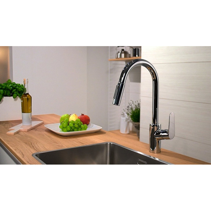 Virtuvė (plautuvės) maišytuvas su ištraukiamu snapu HANSGROHE Focus, 31815000