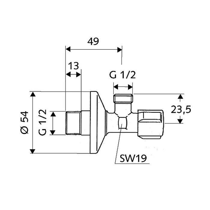 Stūra vārsts SCHELL Comfort 1/2" x 1/2"