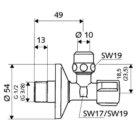 Stūra vārsts SCHELL Comfort 1/2" x 3/8"