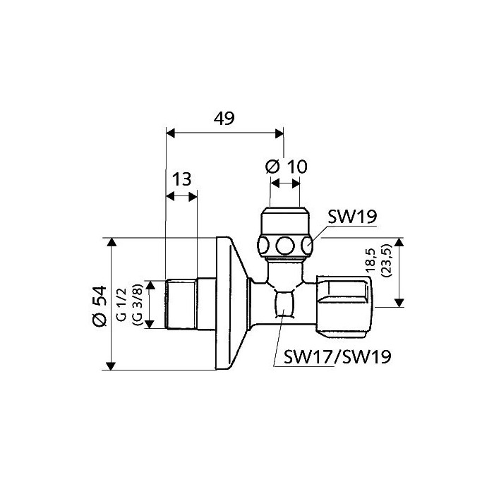 Nurgaklapp SCHELL Comfort 1/2" x 3/8"