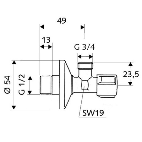 Ventilis kampinis SCHELL Comfort 1/2" x 3/4"
