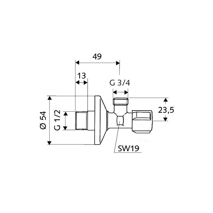Угловой вентиль SCHELL Comfort 1/2" x 3/4"