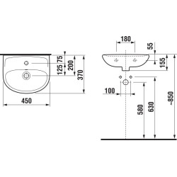 JIKA Lyra Plus, 450 x 370 mm, (maišytuvo anga centras)