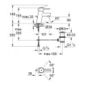 Смеситель для умывальника с нижним клапаном GROHE Concetto, размер S, 3220410E
