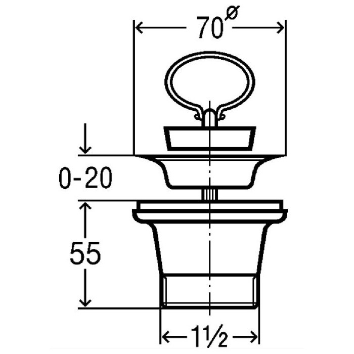 Washbasin siphon valve VIEGA 1 1/2"" 55 (70) with stopper
