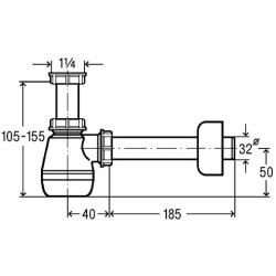 Sifona bidē ar nogulsnētāju, bez vārsta VIEGA 1 1/4"" x 32 mm, 120337