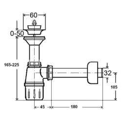 Siphon for a washbasin with a precipitator, with valve VIEGA 1 1/4"" x 40 mm, 309312
