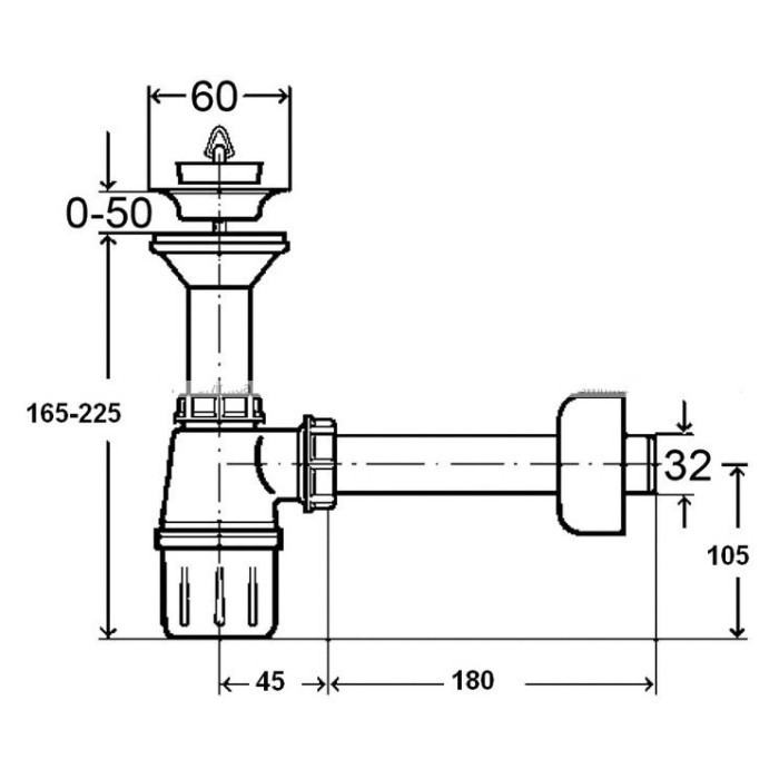 Sifons izlietnei ar nogulsnētāju, ar vārstu VIEGA 1 1/4"" x 40 mm, 309312