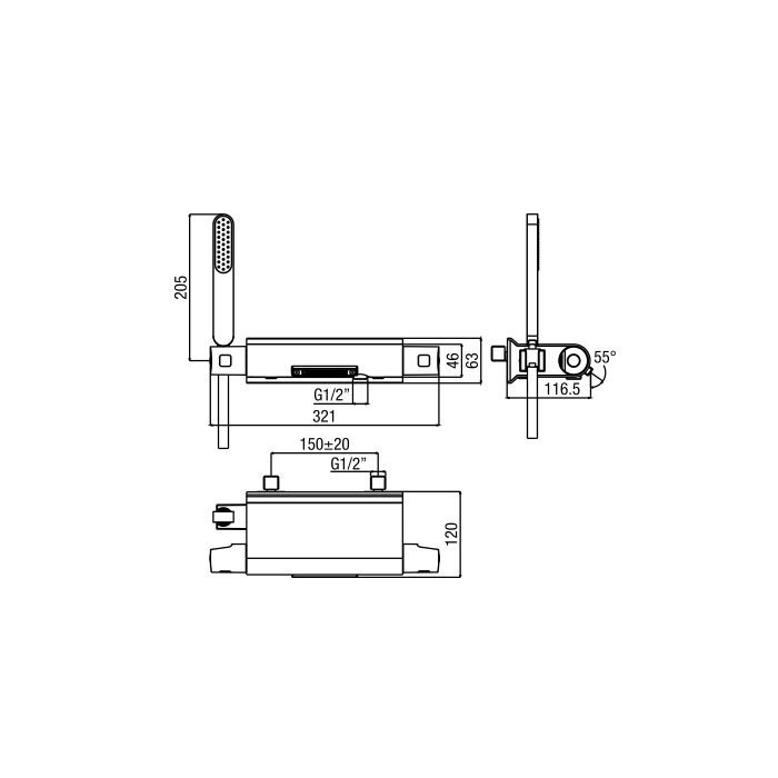 Thermostatic bath-shower faucet with waterfall current type ALPI Zago