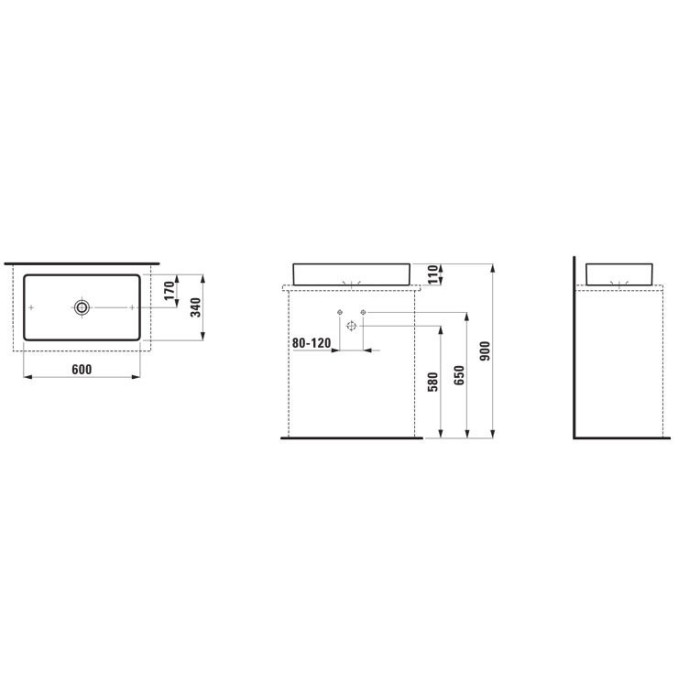 Умывальник LAUFEN Pro S, 600 x 400 мм, покрытие LCC, H8169524001121