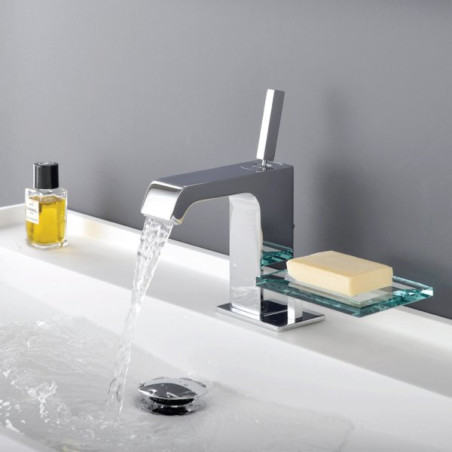 Faucet for washbasin ALPI Infiniti with shelf for soap and bottom valve