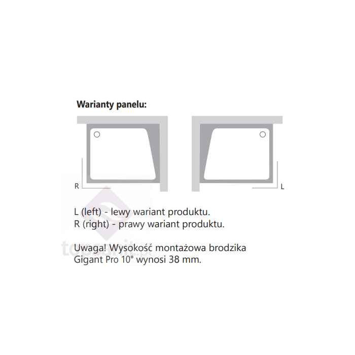 Shower tray RAVAK Gigant Pro 80 x 100, right 10°, white