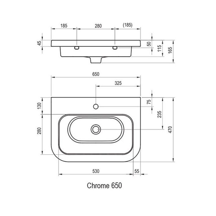 Умывальник RAVAK Chrome 650 x 470 мм