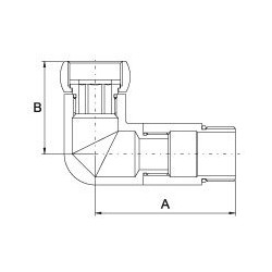 Соединитель угловой хромированный (глянцевый) PROFACTOR 1/2"x 1/2"" со свободной гайкой MF