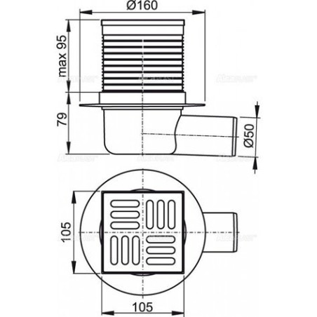 Rampas horizontāls ALCA PLAST APV31 ar "sausu" sifonu